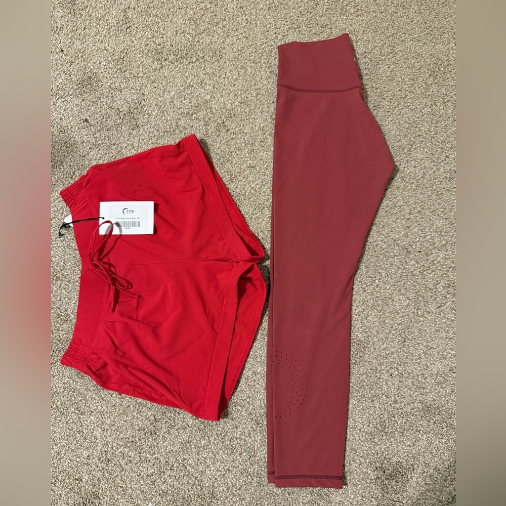 Zyia Red Athletic Shorts and Leggings